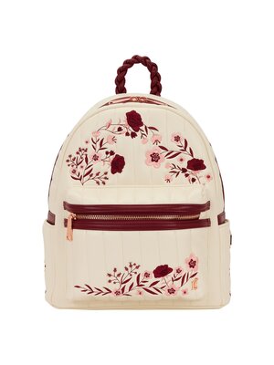 Loungefly Cream and Red Floral Mini Backpack Loungefly
