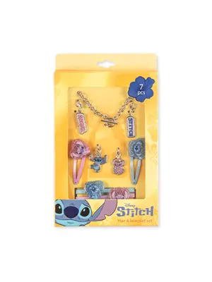 Peershardy Disney Stitch Bracelet Set With Charms + Hair Accesoires