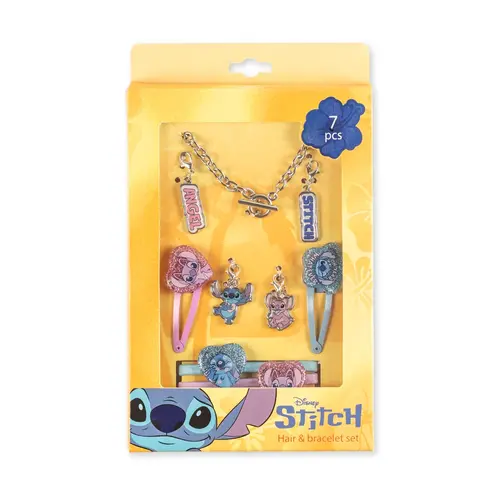 Peershardy Disney Stitch Bracelet Set With Charms + Hair Accesoires