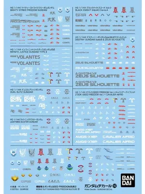 Bandai Gundam Seed Freedom Multiuse 2 Decal Model Kit 142