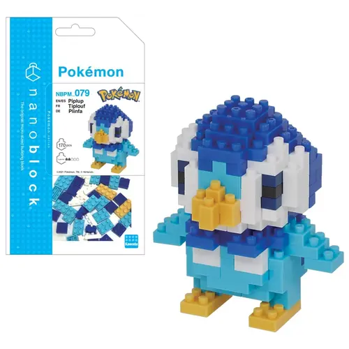 Bandai Red Pokemon Piplup Nanoblock 10cm