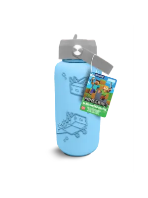 Paladone Minecraft Glass Water Bottle With Silicon Sleeve 800ml