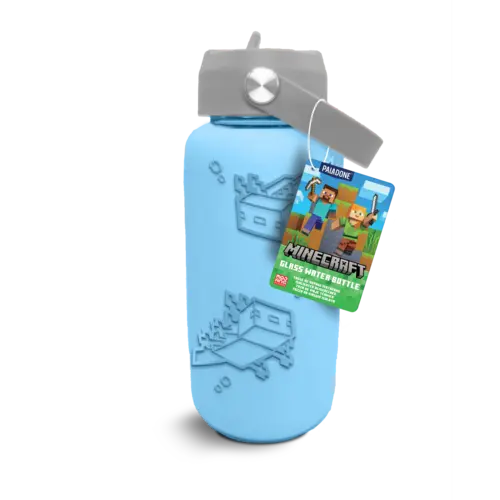 Paladone Minecraft Glass Water Bottle With Silicon Sleeve 800ml