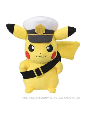 Bandai Pokemon Fluffy Plush Captain Pikachu Goggles Version 28cm