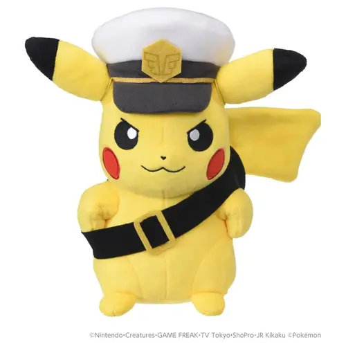 Bandai Pokemon Fluffy Plush Captain Pikachu Goggles Version 28cm
