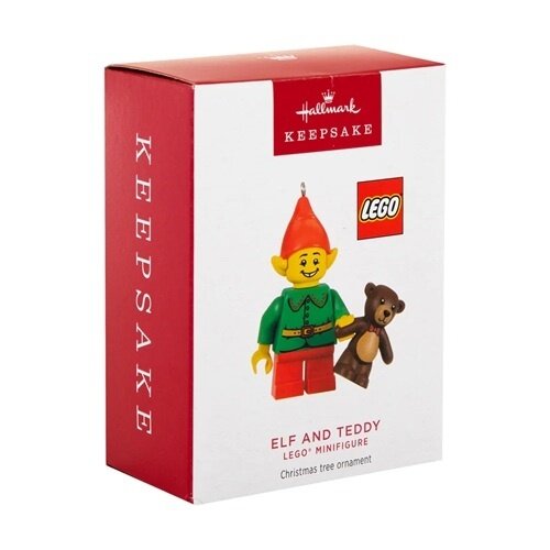 Hallmark Hallmark kerstornament Lego minifig Elf met teddybeer