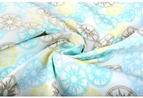 Stretch Cotton Star in Circle Blue Multi