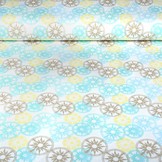 Stretch Cotton Star in Circle Blue Multi