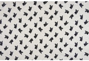 Mi & Joe French Terry Papieren Vliegtuigjes Creme Melange