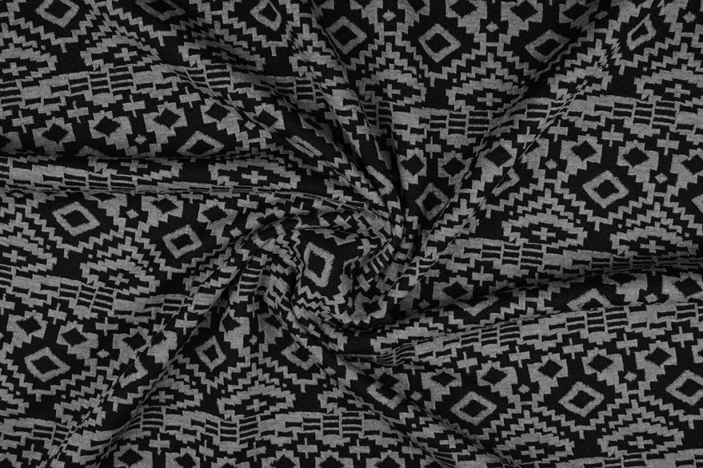 Jacquard Knit Jacquard Fabric Black off White Designer Hourglass Pattern  Fabric Pattern GEO 1 Yard Style 475 