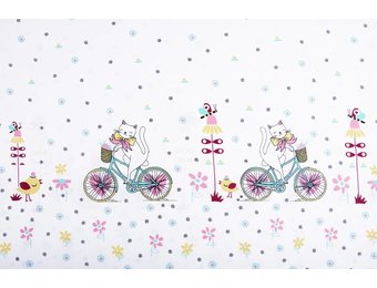 Dubbele rand Katoen Fietsende poes