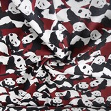 Sweatstoff Alpenfleece Pandas Bordeaux