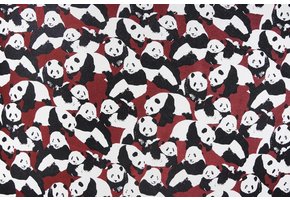 Sweatstoff Alpenfleece Pandas Bordeaux