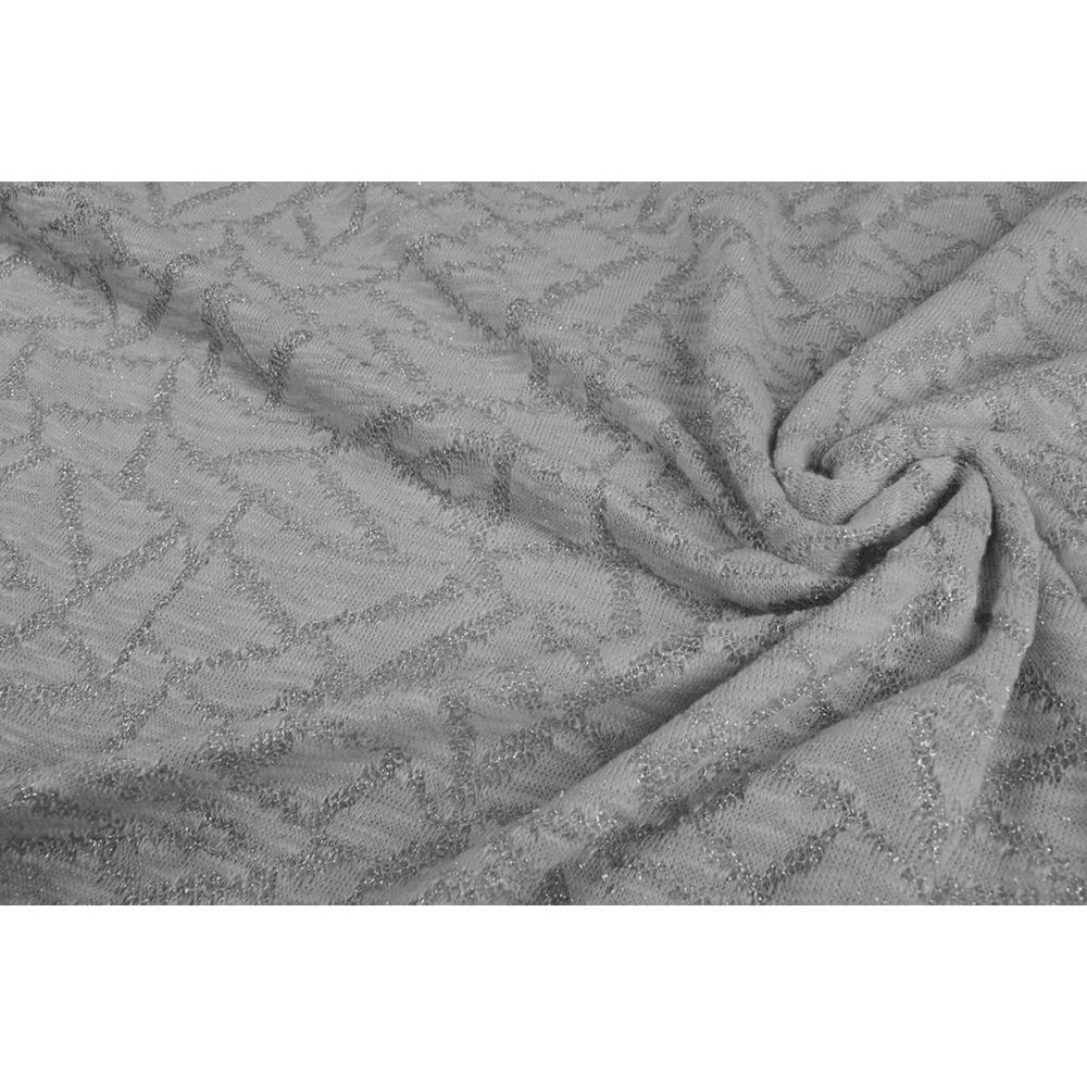 Jacquard Abstract lines with glitter Silver YES Fabrics