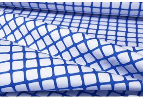 Stretch Cotton Grid Cobalt Blue