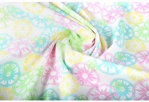 Baumwoll-Stretch Stern in Kreis Rosa Multi