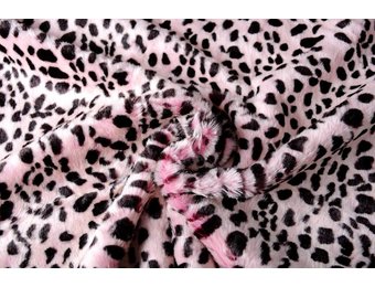 Zotteliges Fellimitat Gepardenmotiv Rosa