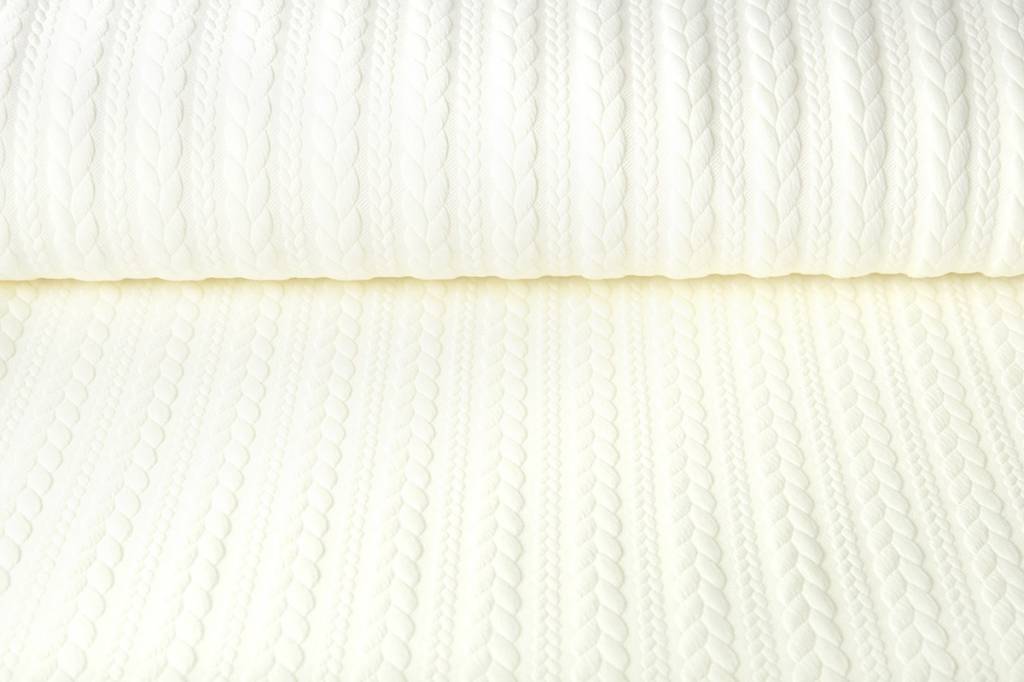 Knitted Cable fabric tricot Creme