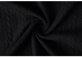Strickstoff Zopfmuster Jersey Schwarz