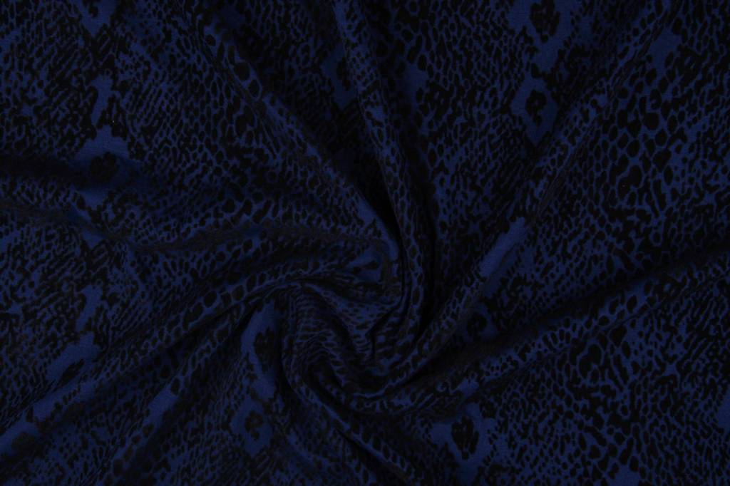 Tricot Flock Slangenprint Koningsblauw