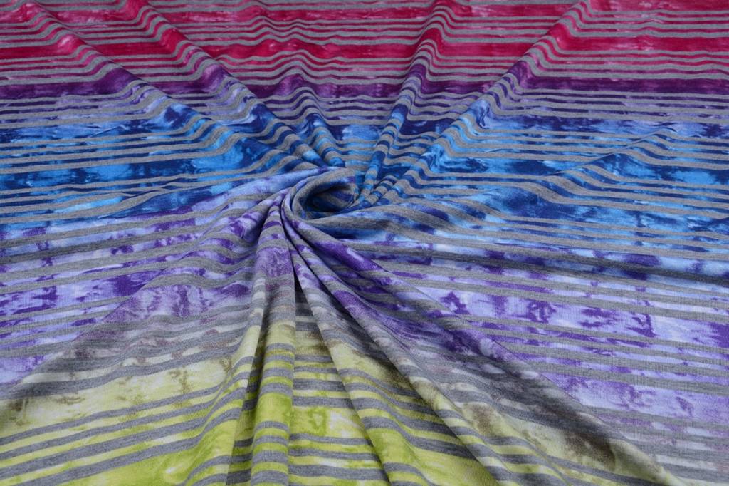 Jersey Viscose Kleine Streep Multicolor 2