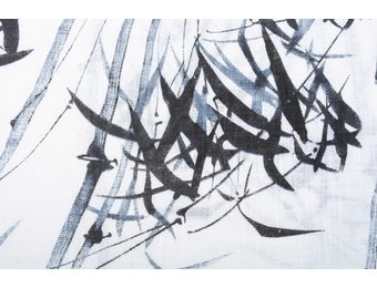 Bedruckte Baumwolle Leinenoptik Bambuspflanze