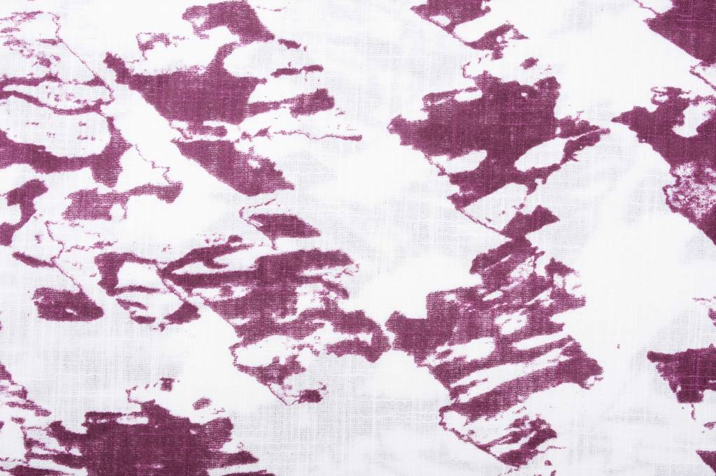 Bedrukt Katoen Linnenlook Off White Donker Oud Roze