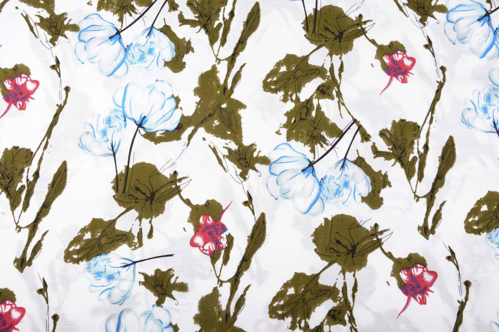 Linenlook Printed Flowers Light Blue