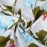 Linnenlook Bedrukt Bloemen Licht Blauw