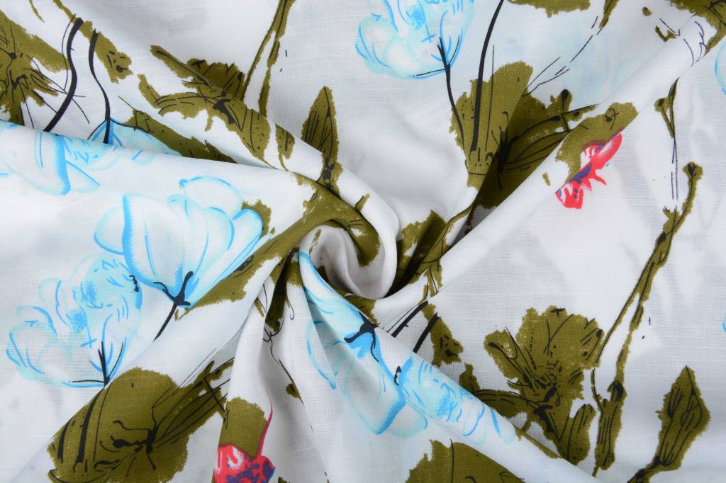 Linenlook Printed Flowers Light Blue