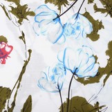 Leinenoptik Bedruckt Blumen Hellblau