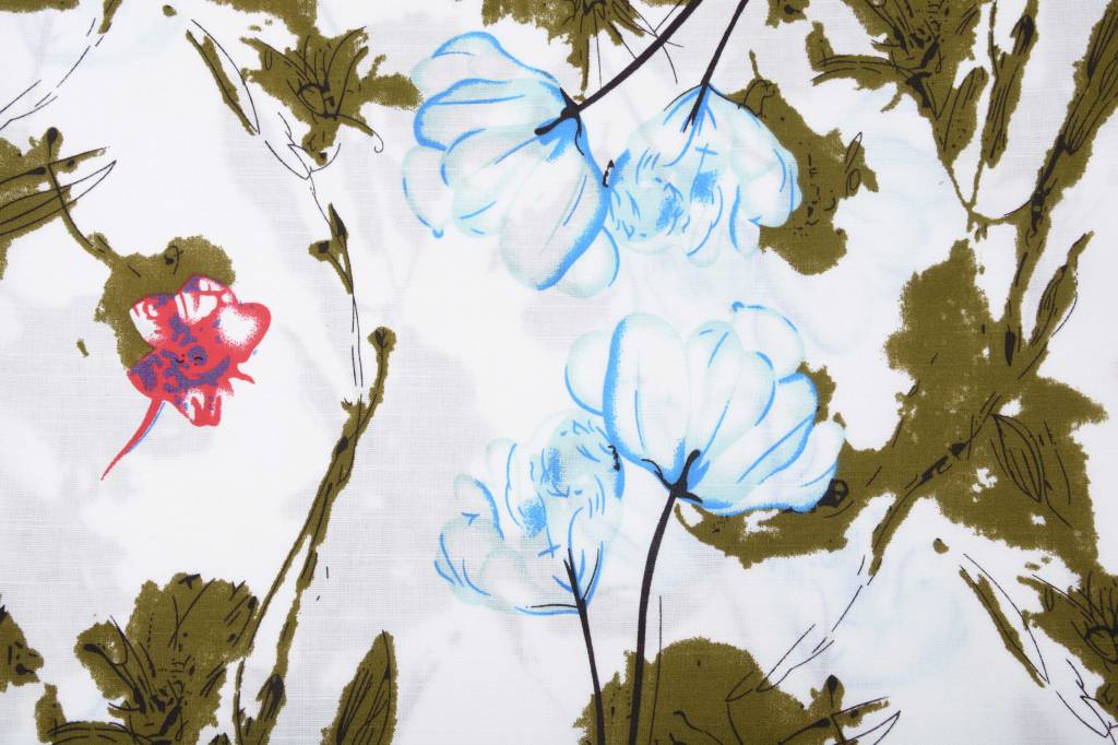 Linenlook Printed Flowers Light Blue