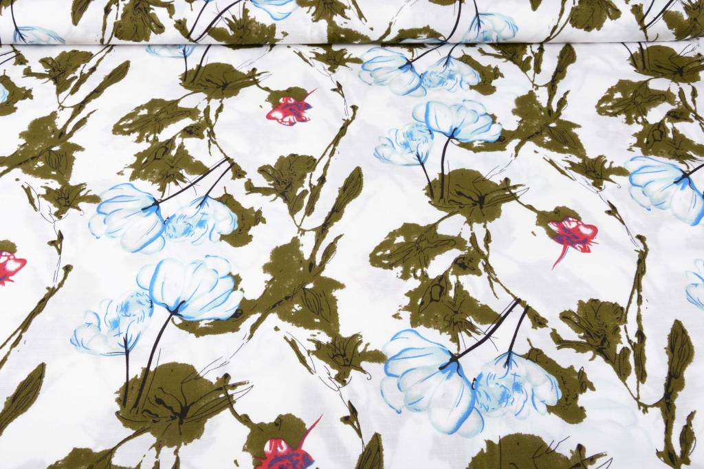 Linenlook Printed Flowers Light Blue