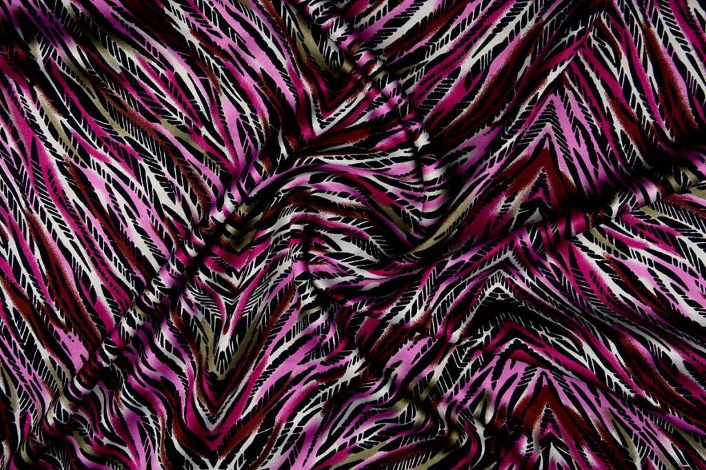 Stretch Satijn Bedrukt Multi color 42