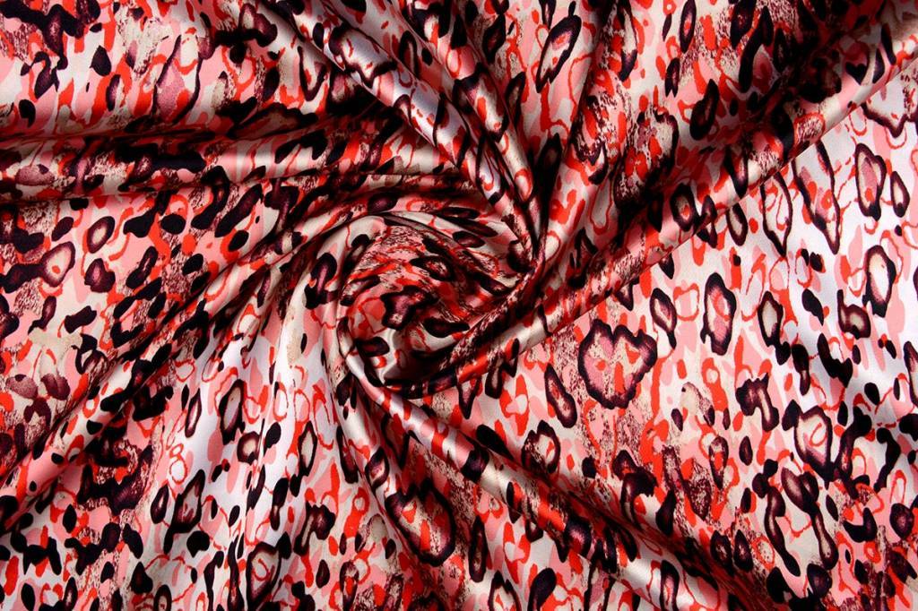 Stretch Satijn Bedrukt Multi color 51