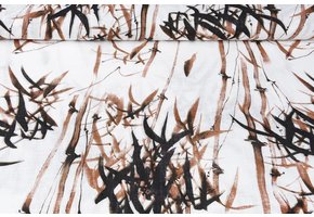 Printed Cotton Linenlook Bamboo plant Brown