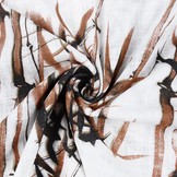 Bedrukt Katoen Linnenlook Bamboo plant Bruin