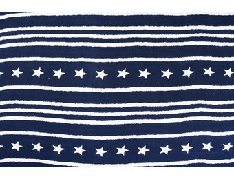 Linenlook Viscose printed Star Striped Navy