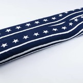 Leinenoptik Viskose Bedruckt Stern Gestreift Marineblau