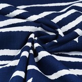 Leinenoptik Viskose Bedruckt Stern Gestreift Marineblau