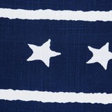 Leinenoptik Viskose Bedruckt Stern Gestreift Marineblau