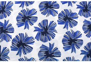 Linenlook Viscose Printed Tropical Leaves Cobalt Blue