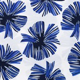 Linnenlook Viscose Bedrukt Tropische Bladeren Kobaltblauw