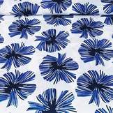 Linenlook Viscose Printed Tropical Leaves Cobalt Blue