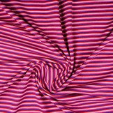 Baumwolljersey Streifen Multi Rosa