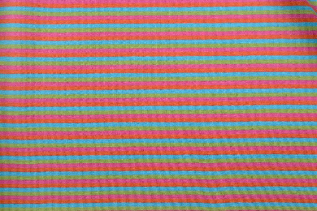 Cotton Jersey Stripe Multi Coral