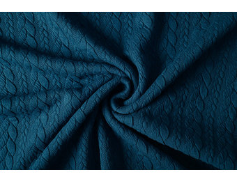 Gebreide kabel stof tricot Petrol