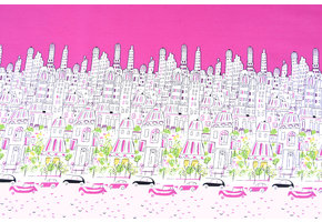 Dubbele rand Katoen Stad Paris Roze