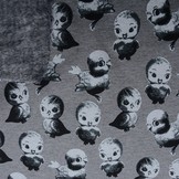 Sweatstoff Bedruckt Doubleface Vogel Grau