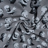 Sweatstoff Bedruckt Doubleface Vogel Grau